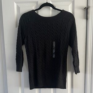 LOFT Charcoal Cable Knit Cotton Women's Sweater